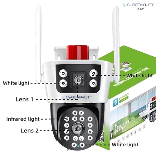 Image of XUGA - Cybernautt Series K4Y 4MP Dual Lens PTZ 4G Sim Wireless Outdoor CCTV Camera with Dual View | 360 | Night Vision | Motion Detection| Siren Alarm| Outdoor | Gym | Farm | Use Air-tel 4G Sim
