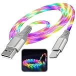 Aihoom LED Flowing Charging Cable, RGB Light-Up Phone Cord for Data Sync & Power, Durable TPE Anti-Tangle, Compatible with iPhone 5–14 & iPad
