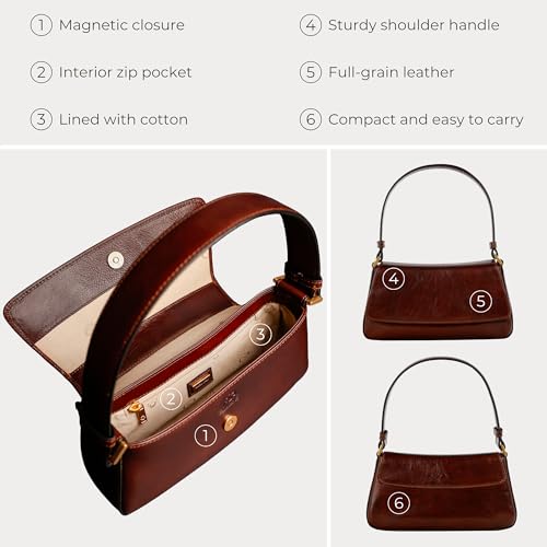 Image of Time Resistance Leather Handbag - Full-Grain Leather Purse for Women - Shoulder Bag Made in Italy