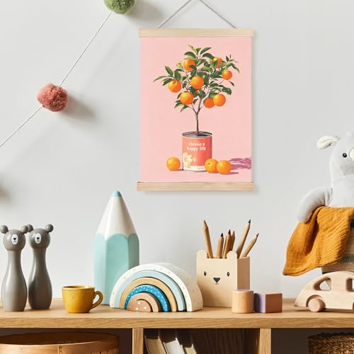 Image of PQKIY Motivational Orange Tree Wall Art Poster Hanger Frame 12x16 in, Inspirational Fruit Citrus Wall Decor Canvas Prints for Home Kitchen Bedroom Living Room