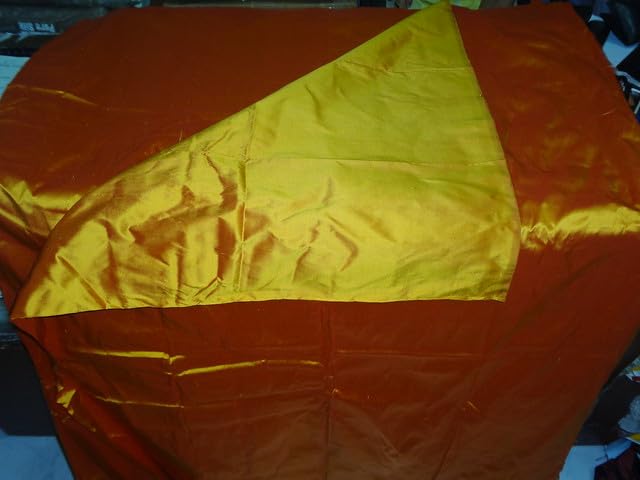 Soie Dupioni jaune x rouge DUP177 pour confectionner vos robes de soirée sur mesure