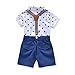 Toddler Boys Clothing Set Gentleman Outfit Bowtie Polo Shirt Bid Shorts Overalls (2T, White/blue)