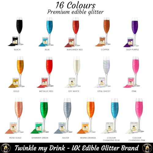 Twinkle my Drink® Colour Changing Edible Glitter | Fun Gender Reveal Edible Glitter for Drinks | Baby Shower Party | 5g Packet 25 Servings (Blue)