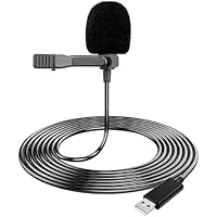 Microfono USB Lavalier para PC, Mini Micrófono con 2M Cable y