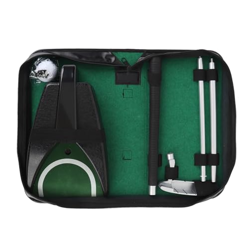 Portable Putter Set, TPE Alloy Right Hand Putter with Automatic Ball Return Putting Cup PU Leather Bag for Indoor Outdoor Practice