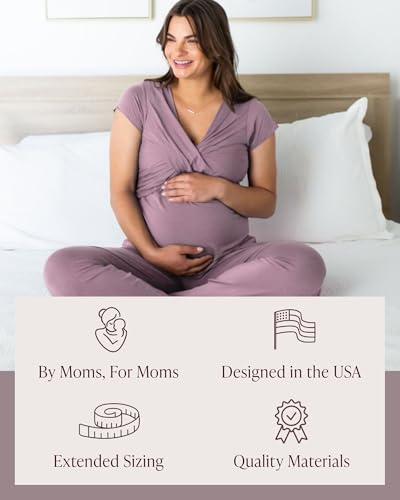 Image of Kindred Bravely Davy Maternity Pajamas & Postpartum Lounge Sets for Women, Short Sleeve Nursing Pajamas
