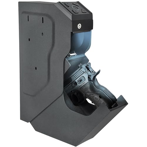 Image of Gun Safe Biometric Quick Access Handgun Safes for Pistols Bedside Fingerprint Pistol safe Nightstand Smart Gun Safety Wall Mount Desk Keypad Key