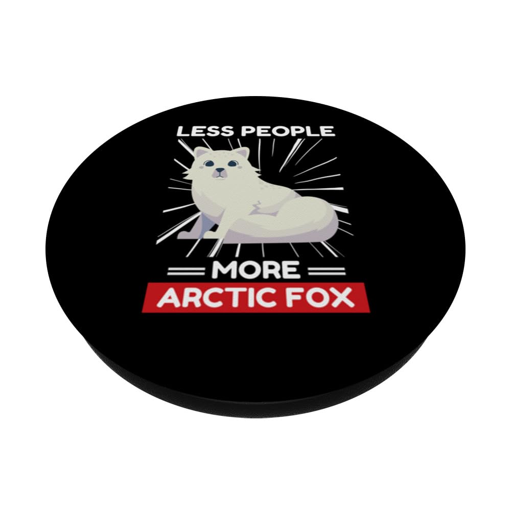 Cute Kawaii Arctic Fox Less People More Arctic Fox PopSockets Swappable PopGrip, Black - Image 2