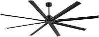 96 Inch Industrial Ceiling Fan with DC Motor, 8 Reversible Aluminum Blades, 6-Speed Remote, 3 Downrods - Black for Warehouse Gym Garage Shop