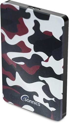 Sonnics 500GB Rot Camo Externe tragbare Festplatte USB 3.0 super schnelle...