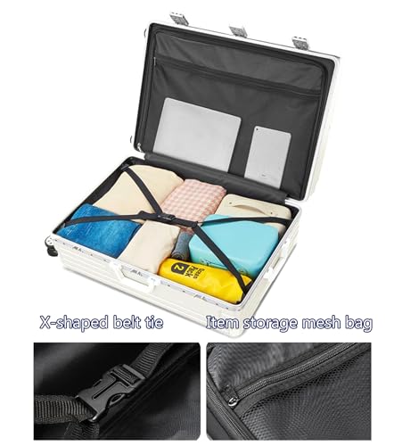 Aluminium Frame Suitcase Carry on Luggage ABS+PC Alloy Shell with 360° Double Spinner Wheels,Black,24in2