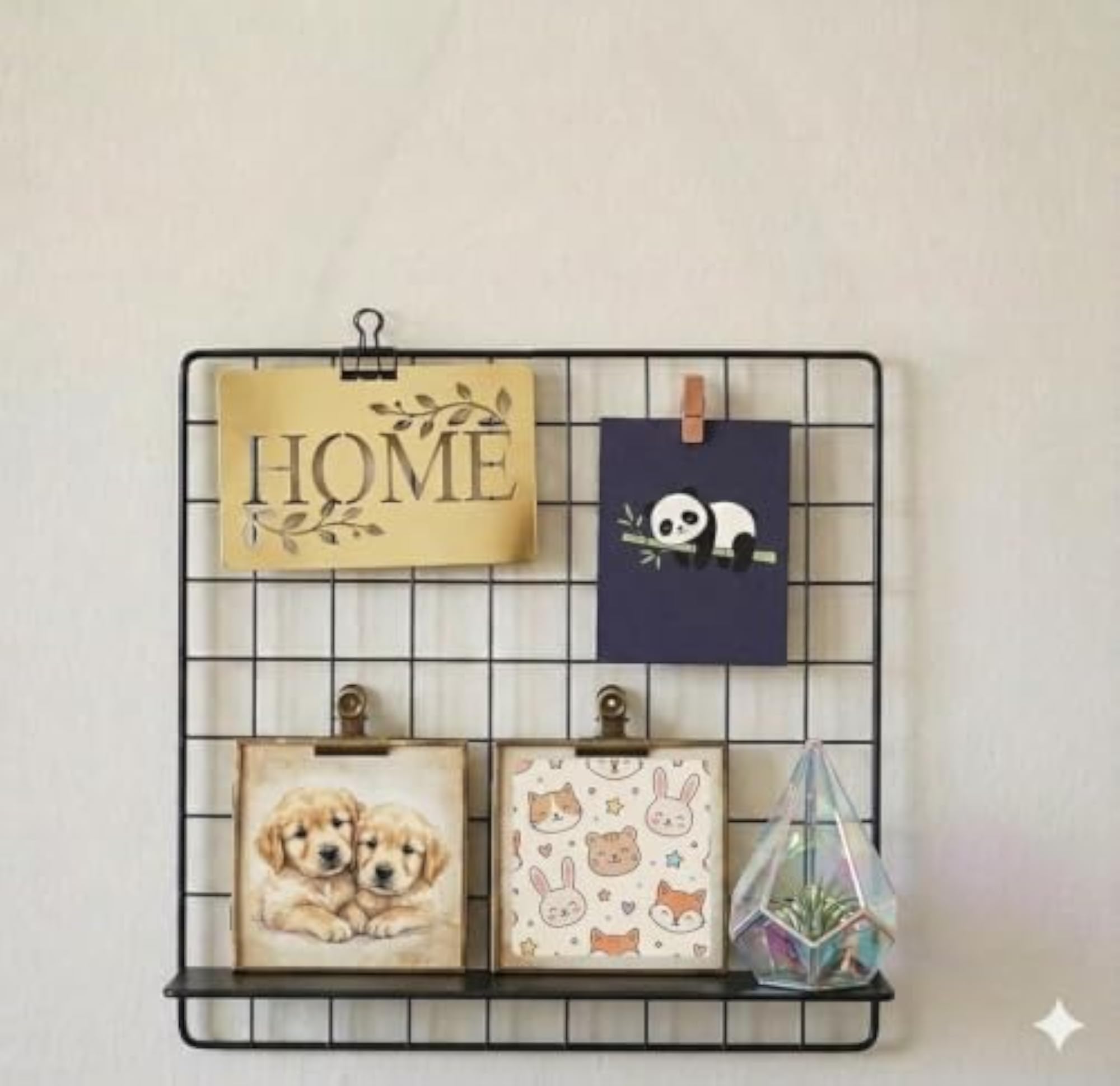 Metal Wire Grid Photo Display Frame, Wall Organizer