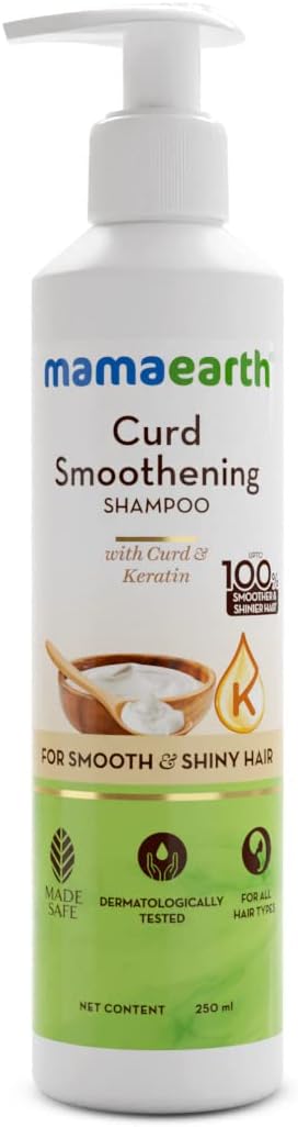 Curd Smoothening Shampoo For Women and Men; with Curd & Keratin for Smooth & Shiny Hair- 250 ml; Nourishes Dry Hair and Controls Frizz