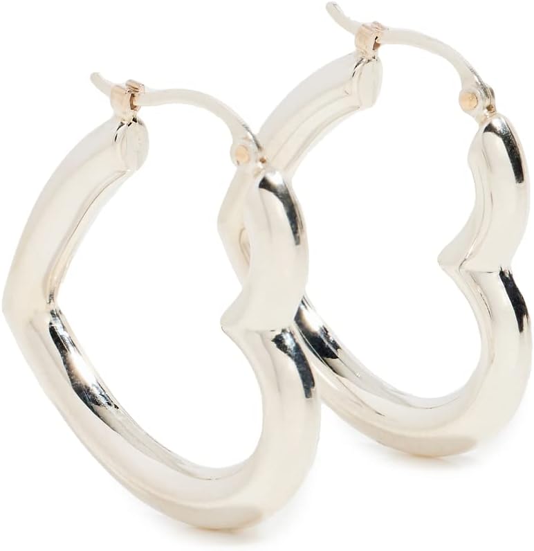 Women's Heart Helium Hoops, Sterling Silver, One Size