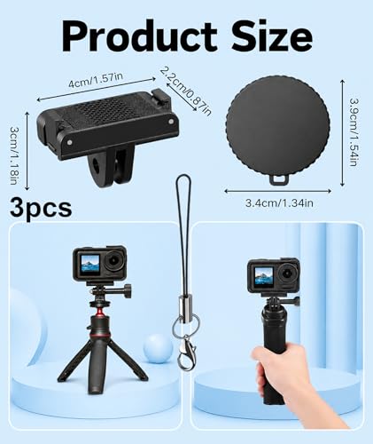 Image of 3 PCS Magnetic Quick Release Adapter, Dual-Claws Base with Protective Lens Cap Accessory, Mount for DJI Action 5 Pro /4 /3 Camera