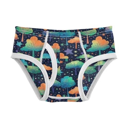 Boys' Exclusive Briefs Toddler Underwear 95% Combed Cotton Boxerbriefs 2T Colorful Tree and Star Night 97