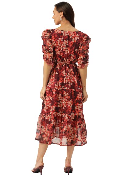 Image of Wisstler Women Midi Dress with Lining,Fashion Dress,MIDI Length Dress