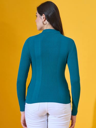 Image of 98 Degree North Women Spread Collar Sweater-G1577-BLACK