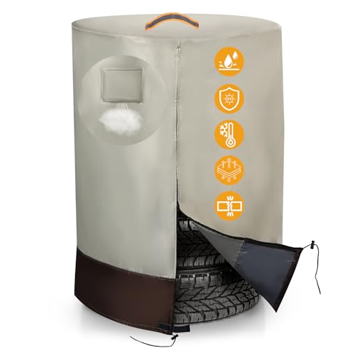 Grande Housse de Pneu pour Le Rangement, Sac de Rangement pour pneus 420D Durable, étanche à l'eau et à l'intérieur, Housse de Protection Universelle Contre la poussière avec Fermeture éclair étanche