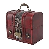 LIYJTK Caja de almacenamiento de joyería de madera Vintage, caja de baratija de pecho Retro con asa, recuerdo decorativo para niñas y mujeres (con cerradura codificada de 3 dígitos)