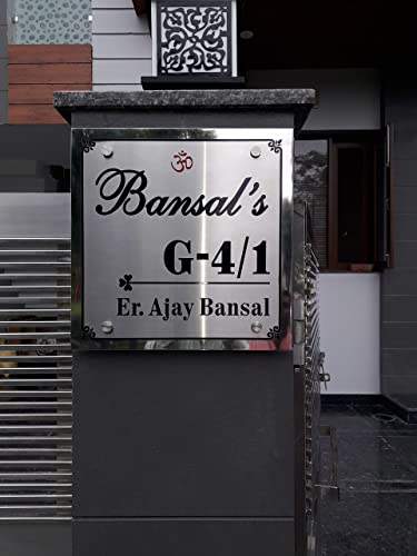 RidiVansh Creations Personalized stainless steel name plate for Home Decor (Width12 x Lenth12)