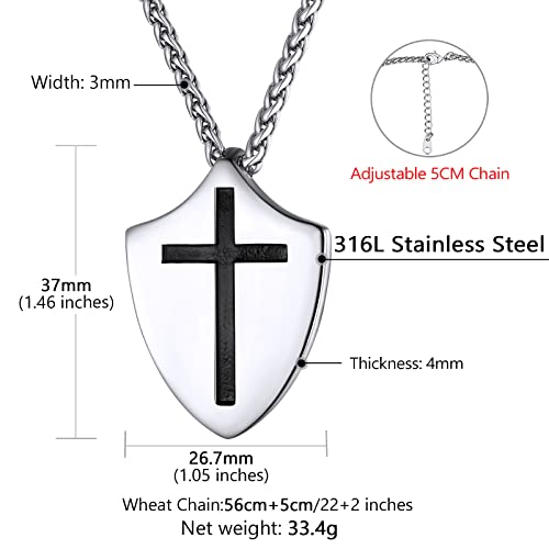 Supcare Shield Armor Of God Necklace Cross Faith Shield Pendant Amulet For Man Stainless Steel Confirmation Gifts #TOP7