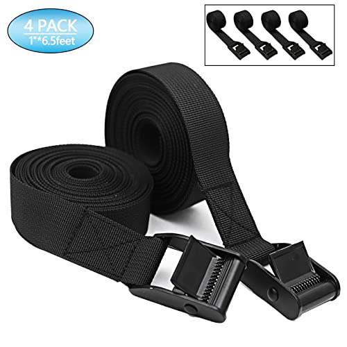 Rosemarie Cam Buckle Tie Down Straps, Heavy Duty Lashing Straps Secure Straps Cinch Ratchet Straps With Zinc Alloy Lock Buckle Up To 700 Lbs For Cargo, Luggage, Kayak,Truck Pack Of 4Pcs (1" X 6.5Ft) #TOP6