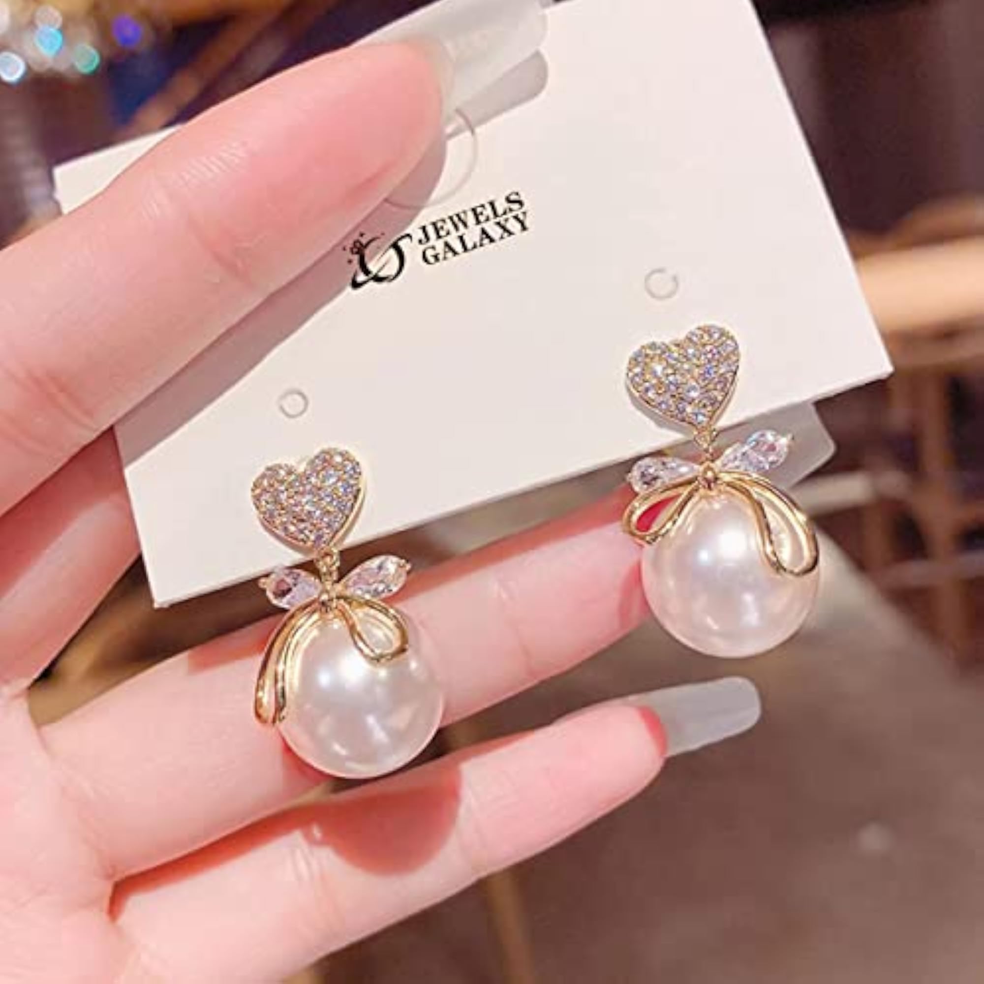 Heart Pearl Drop Earrings