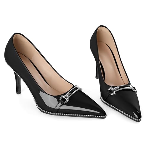 Image of Women's High Heel Pumps Stiletto Heel Pumps for Women Pointed Toe Heels Elegant Classic 3.5 Inch Beaded Pumps