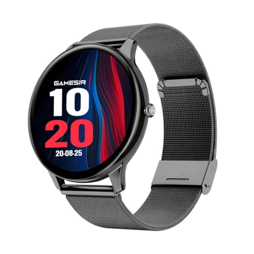 Image of GameSir Glavito Round Dial Smartwatch with 1.49 inch AMOLED Display, 100+ Sports Modes, Bluetooth Calling, Functional Crown Control, Health Tracking, 100+ Watch Faces for Men & Women (Millanese Black)