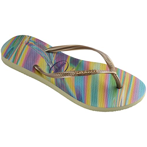 Havaianas Women's Slim Iridescent Flip Flop Sandals, Lime Green, Size 7/8 #TOP2