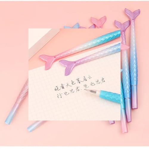 Caneta Fofa Sereia Luxo (10 unidades) - 10 Canetas em Gel Sereia LUXO Kawaii (10 Unidades)