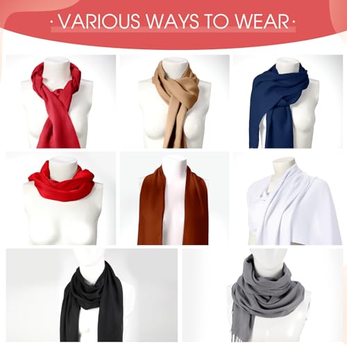 Suhine 8 Pcs Blanket Scarf Bulk Warm Soft Pashmina Shawl Winter Long Scarf with Tassel Edge for Women Men4