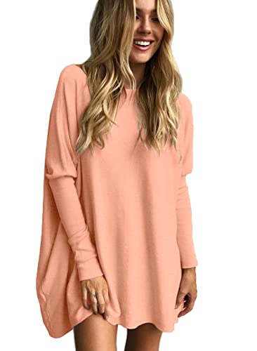 Liyohon Oversized T Shirts For Women Tunic Tops To Wear With Leggings Long Sleeve Fall Sweaters Dressy Tops Pink-S #TOP3
