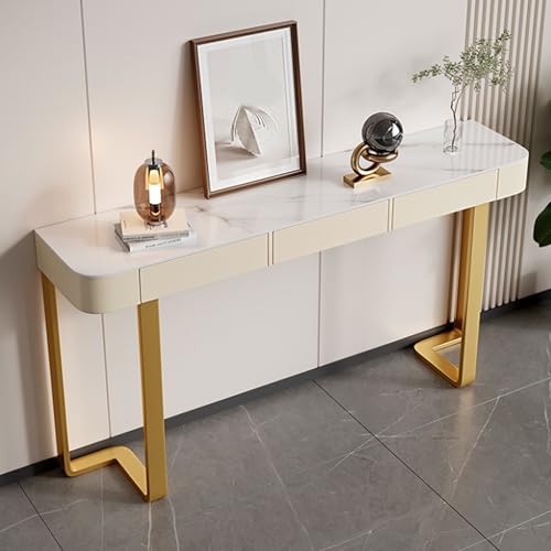 AYHARYLH �����o���t���R���\�[���e�[�u�� �\�t�@�e�[�u��,�G���g�����X�䌺�� �R���\�[�� �\�t�@�[ �I�[�v�����b�N,�A���e�B�[�N ���� �Q�� �p(White+Gold,120cm/47.2in)