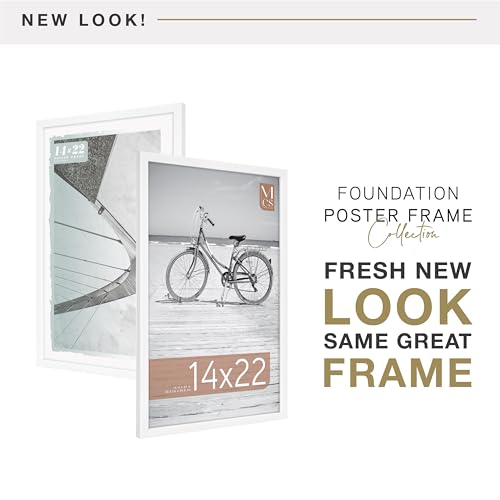 Image of MCS Foundation 14x22 Poster Frame Traditional White, Vertical & Horizontal Wall Hanging Large Picture Frame for Photos, Posters & Art Prints (1-Pack)