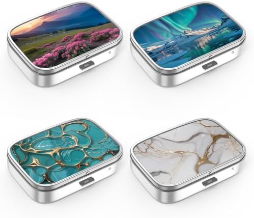 Pill Box 2 Compartment Small Pill Case,Portable for Pocket or Purse Pill Organizer Pill Container Holder to Hold Vitamins, Medication, Fish Oil and Supplements(4PCS)