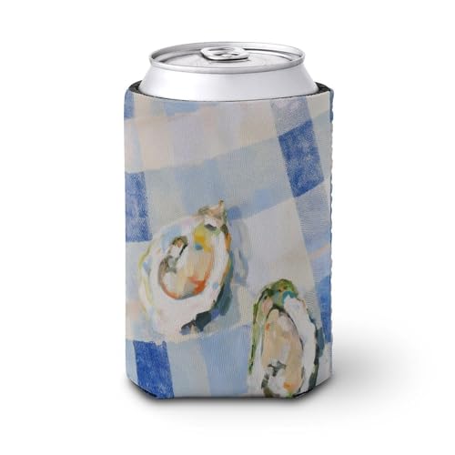 Funda enfriadora de latas de cerveza, dos pequeñas ostras abiertas para latas de cerveza, enfriador de cerveza, soporte de bebidas aislado suave para fiestas, playa, eventos, hogar