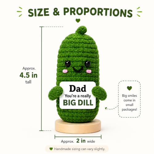 Image of Dad Birthday Gift from Daughter or Son, Handmade Crochet Pickle Gifts for Dads, I Love You Daddy Desk Decor, Funny Best Dad Gift for Stepdad Grandpa Father Figure