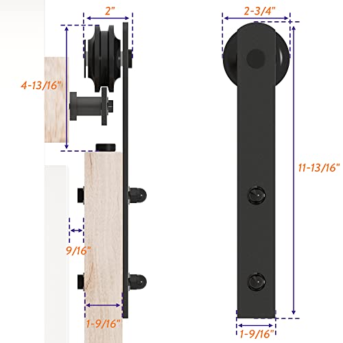 SKYSEN 7FT Single Sliding barn Door Hardware kit, Barn Door Track, 1/4” Thick Material- 4FT-13FT Available- Smooth and Quiet- Easy to Install- Black (I Shape)