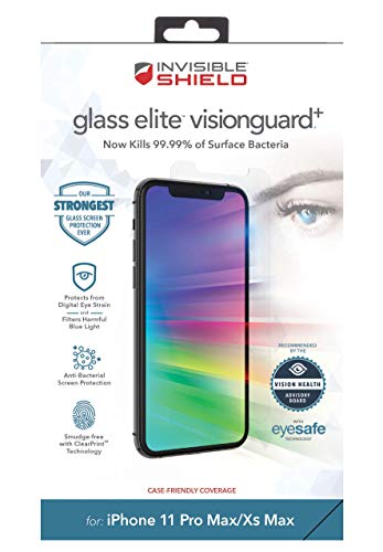 Image of ZAGG Glass Elite VisionGuard Screen Protector for Apple iPhone 11 Pro Max /Xs Max - 5X Stronger, Blue-Light Protection, Anti-Fingerprint Technology, InvisibleShield, Easy to Install