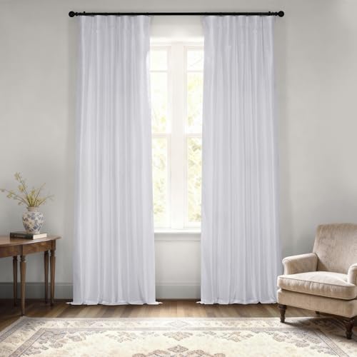 HPD Half Price Drapes Room Darkening Curtains for Bedroom Vintage Textured Faux Dupioni Silk Curtains for Living Room (1 Panel), 50 X 108, Ice