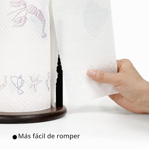 Soporte de toallas de papel en madera con base redonda estable 4
