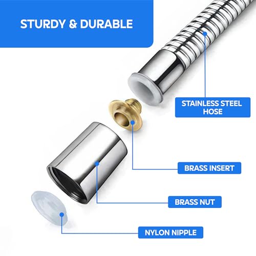 Image of Amazon Basics Stainless Steel Flexible Health Faucet Hose Pipe (1 Meter) | Rust-Proof Chrome Finish | Leak-Resistant Shower Hose for Jet Spray & Hand Shower | Universal Bathroom Connector