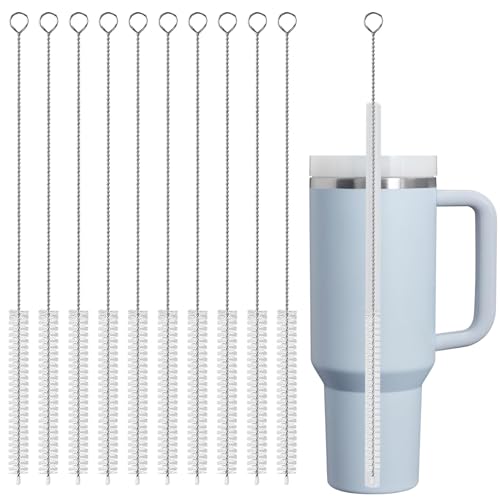 Image of Straw Cleaner Brush for Stanley Extra Long 12 in, 10PCS Wide 10mm Diam Straw Brushes for 40 /30 /20 oz Stanley Mug, Extra Long Straws Cleaning Brush for Tubes, Water Cup