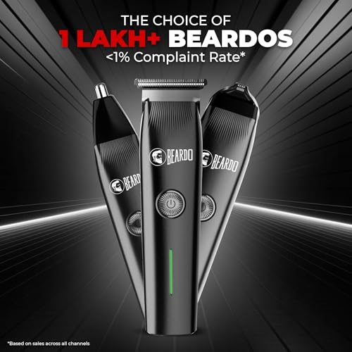 Beardo Ape-X Prime 3-in-1 Multipurpose Trimmer for Men | Grooming Kit : Beard Trimmer, Precision Trimmer, Ear & Nose Trimmer | Stainless Steel self-sharpening blades | Type C charging