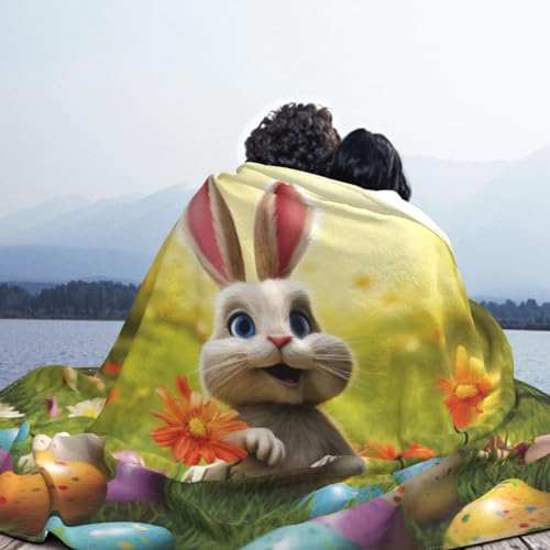 Couverture microfibre légère canapé plaid flanelle pelucheuse Happy Easter - 7