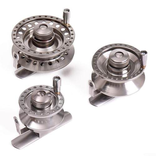 FABULETTA Aluminum Ice Fishing Reel, All Metal Alloy Construction with Adjustable Drag, Two-Way Click Sound for Winter Fly Fishing, Right Hand Guide Ring