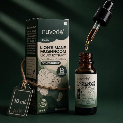Image of Nuvedo Lions Mane Mushroom Liquid Extract | 10 mL | 1:5 Dual Extract