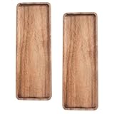 DIYEAH Bandeja Rectangular de Madera de Acacia 28X105 CM 2 Piezas para Servir Pan y Aperitivos Bandeja Decorativa Multifuncional para Té y Almacenamiento Doméstico
